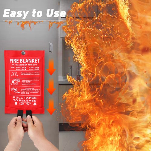 Tamodan Fire Blanket 4 Packs, Emergency Fire Blanket with 4 Sets of Gloves, 40" x 40" Fire Blanket for Home