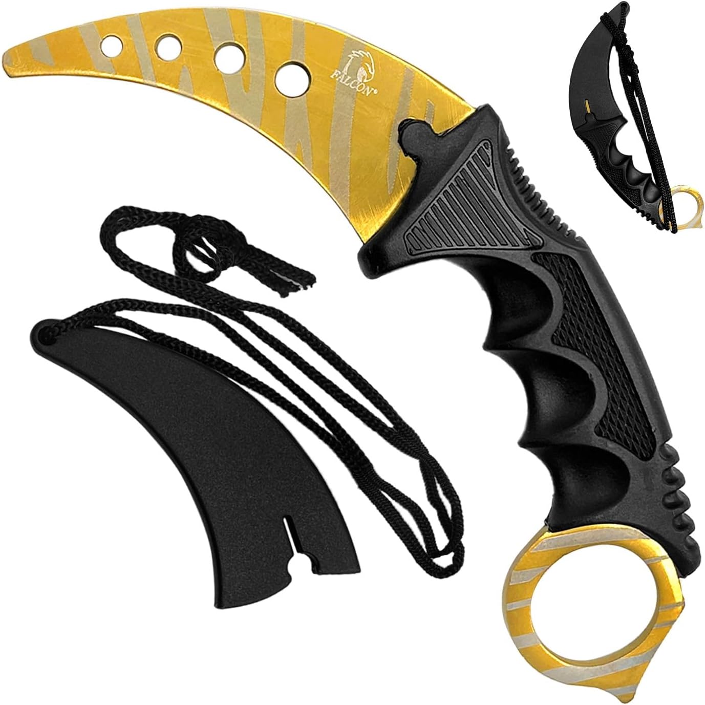 Falcon 7.5" Tactical Fixed Blade Training, No Edge. For Training Purpose Only (Black)