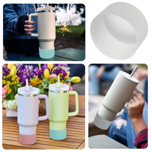 Seimneire 2Pack 3Inch/75mm Clear Silicone Tumbler Bumper, Water Bottle Bottom Protector for 20oz-40oz