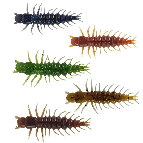 Eupheng 2inch Hellgrammite Fishing Lures, Dual-Color Body & Glitter, Super Realistic Soft Plastic Fishing Lures for Ned Jig Drop Shot Rig, Qty 75PCS