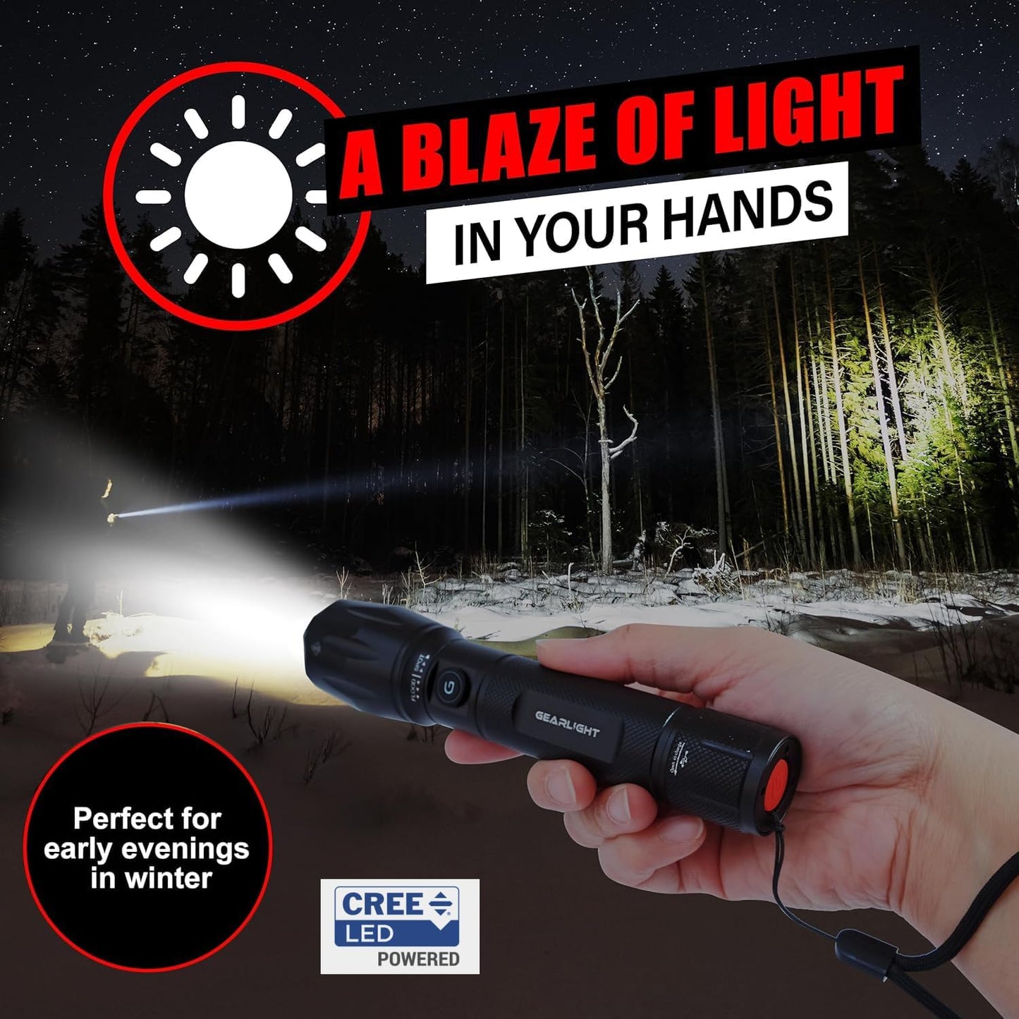 GearLight LED Flashlights - Mini Camping Flashlights with High Lumens, 5 Modes, Zoomable Beam - Bright and Versatile Flash Light for Outdoor and Home Use - S1000-2 Pack, (Batteries Not Included)