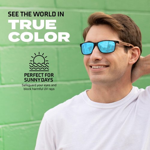 Barkiopt UV400 Sunglasses for Women & Men, Unisex Polarized Sunglasses with Black Aluminum Frame & Wood Temple, Fashionable Black Shades that Protect from UV Rays, Model W5507 (Black Lenses)