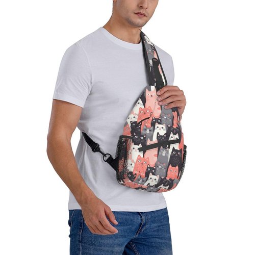 Mqtzyiwx Cute Cats Lovely Kitten Sling Backpack Hiking Backpack Crossbody Bag Sports Lightweight And waterproof Chest Bag Shoulder Bag For Women Men