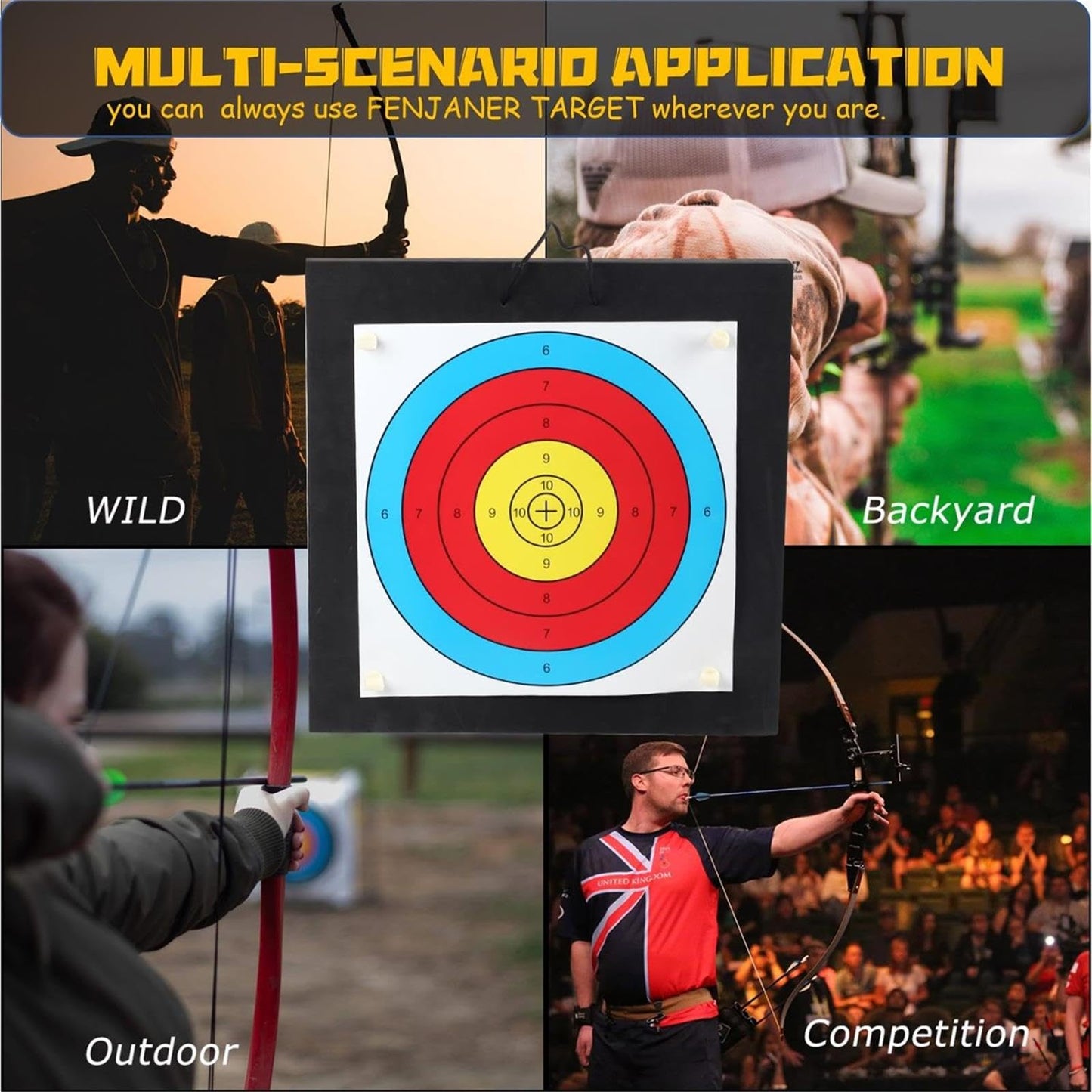 FENJANER Archery Target - 20'' Foam Targets for Backyard, Bow & Arrow Target with Rope for Recurve Bow Longbow or Compound Bow Shooting Practice