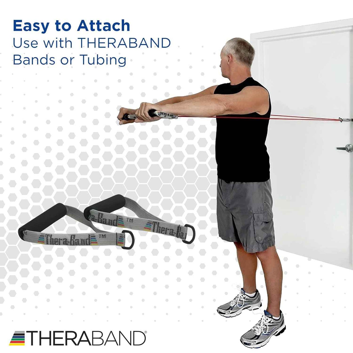 THERABAND Resistance Band Handles - Foam Grip Attachments for Upper & Lower Body Workouts
