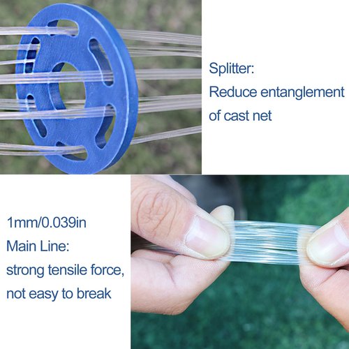 Lawaia Cast Net Cast Nets for Fishing Hand Throw Bait Nets 1/2 inch Mesh Freshwater Saltwater Fish Gear - Ideal for Shrimp, Fish & Fly Fishing with 7FT Radius
