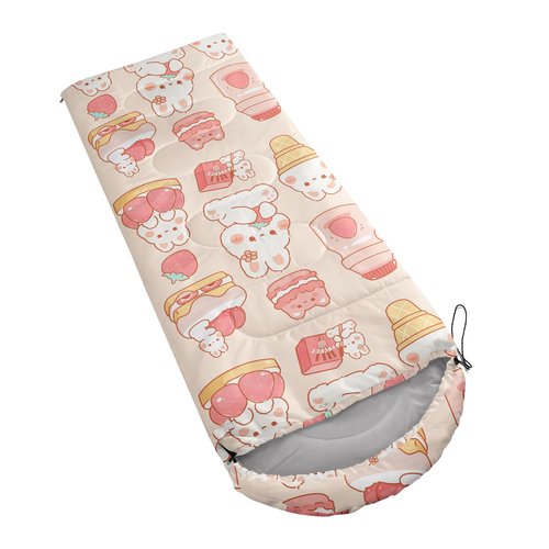 QOOMO Rabbit Strawberry Printed Camping Sleeping Bags,3 Season Warm & Cool Weather,Lightweight,Waterproof Sleeping Bags for Adults & Kids,Traveling,and Outdoors,Camping Gear Equipment,31x90inch