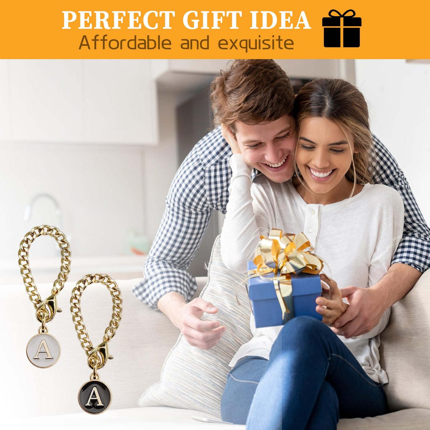 JOOEASI Letter Charm Accessories for Stanley Cup, 2PCS Initial Name ID Letter Handle Charm for Stanley 20 30 40 oz Tumbler with Handle (A)