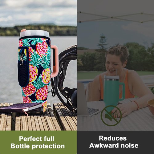 MLKSI 40 oz Water Bottle Carrier Bag for Stanley 40oz Cup, Protective Water Bottle Cover Holder Insulator Sleeve for Stanley 40 oz Tumbler Accessories (without Shoulder Strap)