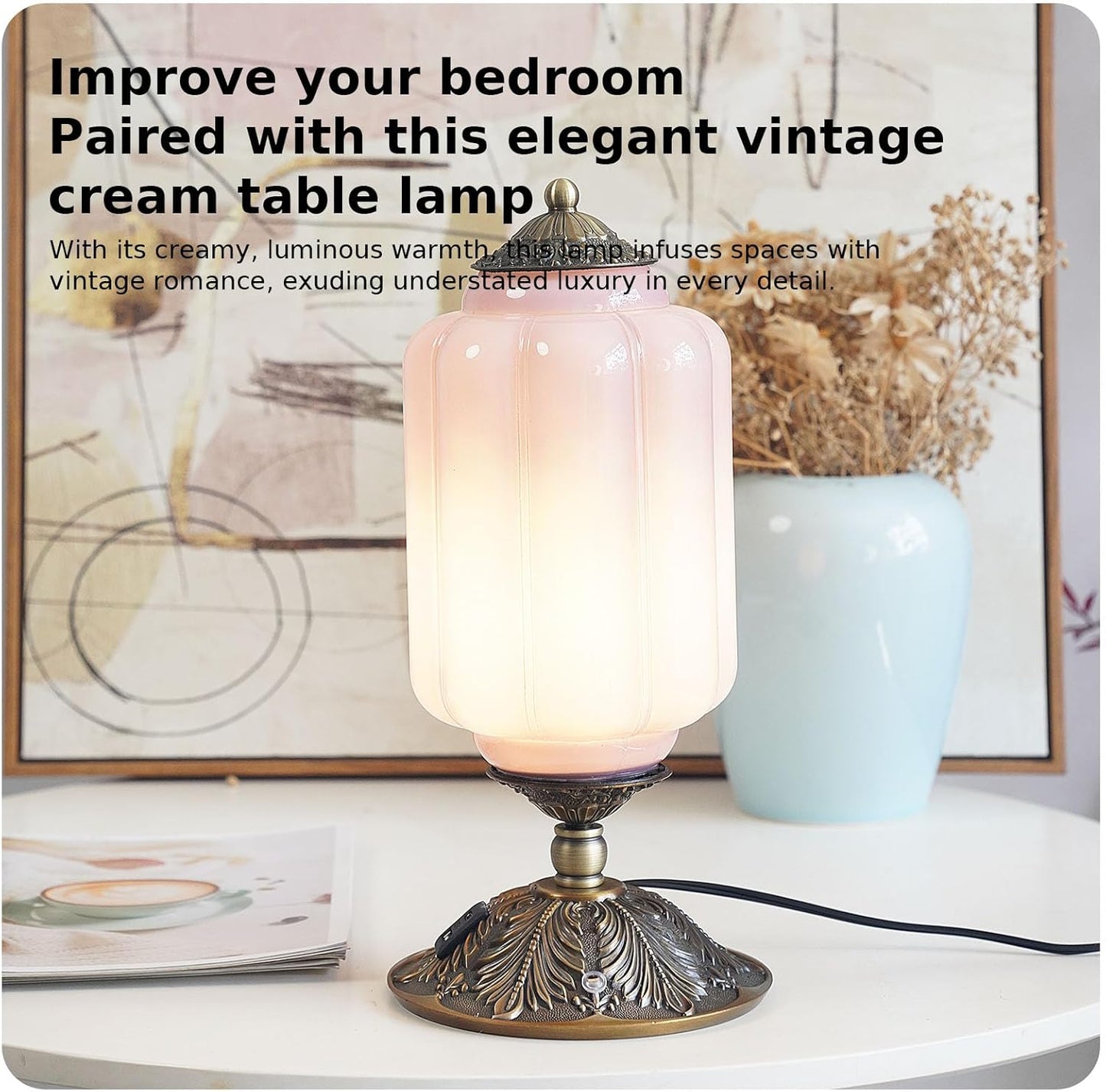 Milk Glass Touch Table Lamp, Elegant Green Jadeite Glass Bedside Desk Lamp 3 Way Dimmable with USB C+A Charging Ports - Bedroom Nightstand & Living Room Essential, 4W Bulb Included (Green, 6.5)