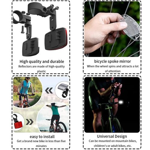 VICDUEKG Bike Front and Rear Reflectors Kit, 12 PCS Bicycle Light Wheel Spoke Reflectors Kit, Cycling Accessories Bike Safety Warning Reflectors for Handlebar and Night Cycling (White)