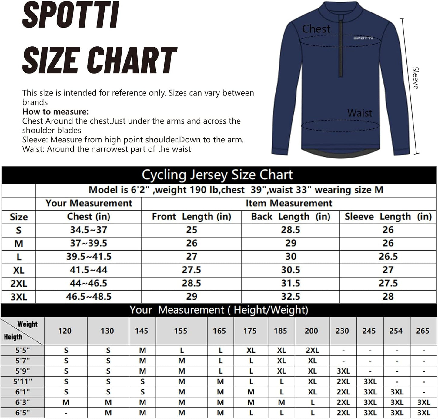 Spotti Men's Cycling Bike Jersey Long Sleeve with 3 Rear Pockets - Moisture Wicking, Breathable, Quick Dry Biking Shirt