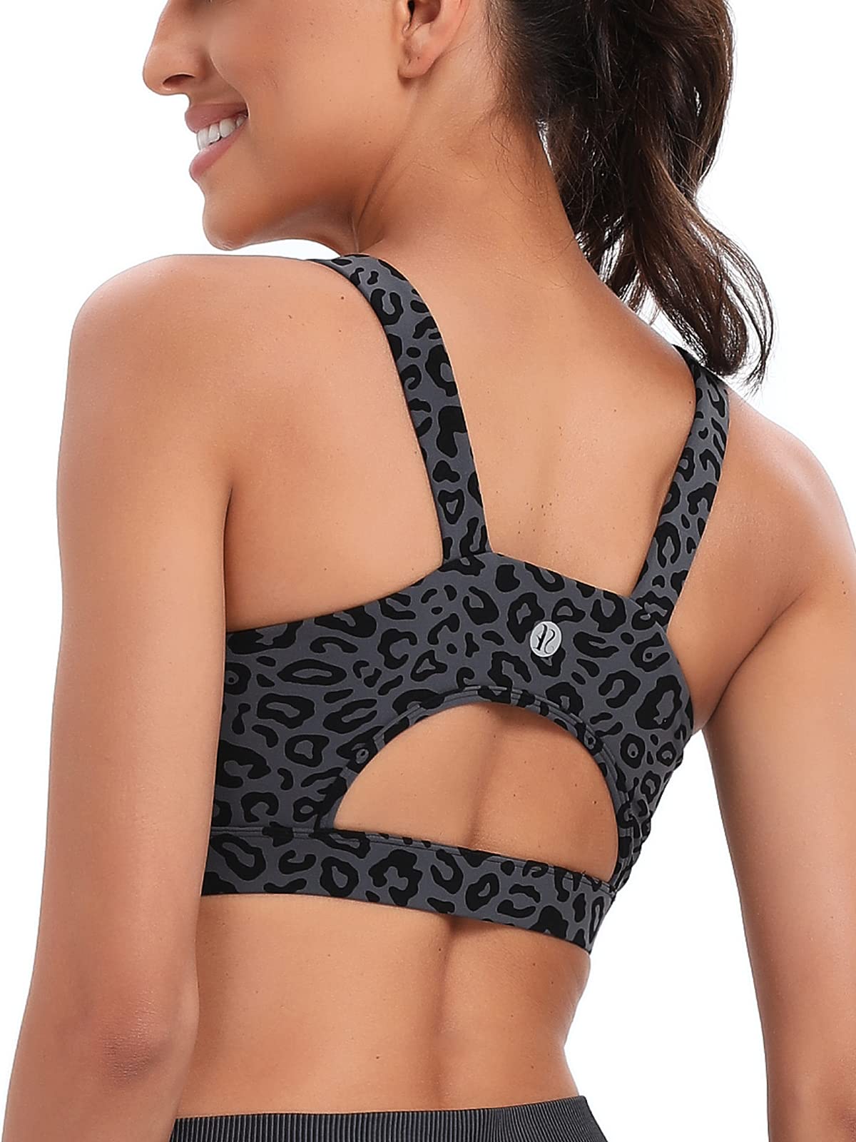 RUNNING GIRL High Impact Sports Bras for Women,Racerback Bra Workout Crop Tops for Women(WX2667 Leopard Print,3XL)