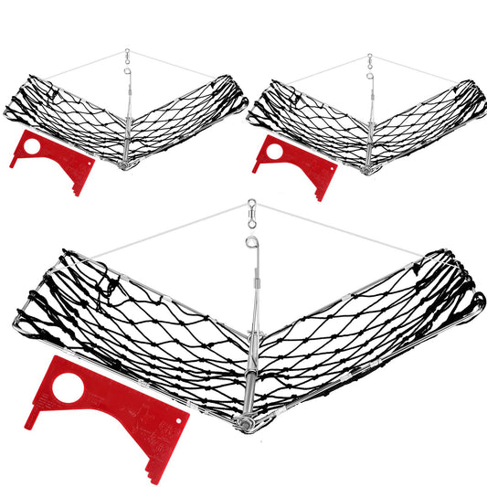 Arrowbash 3 Set Castable Crab Trap with Red Gauge and Bait Clip Foldable Crab Trap Snare Crabbing Net Equipment for Crabbing Lobster Fish
