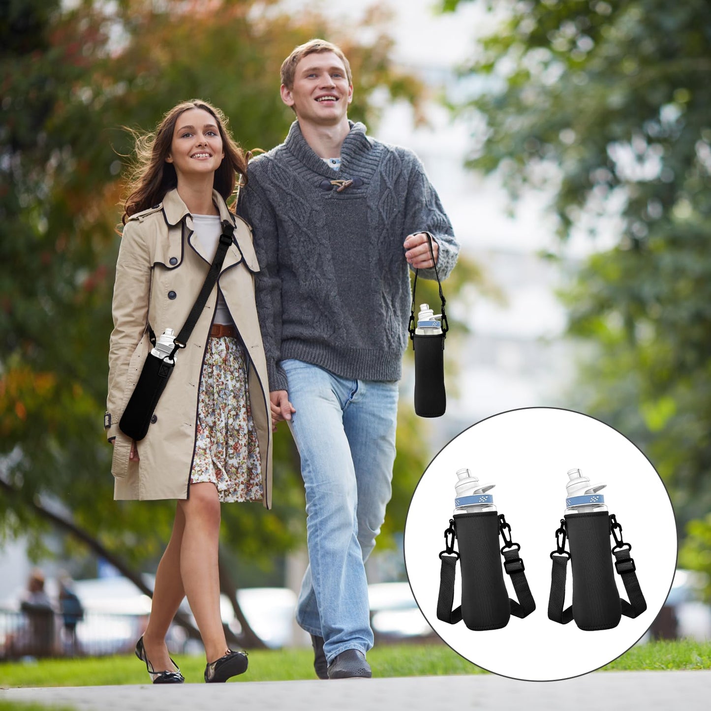 2Pcs Sleeve for 22oz Cirkul Water Bottle,Neoprene Water Bottle Sleeve for 22oz Cirkul Tumbler with Shoulder Strap,Water Bottle Cover Compatible with 22oz Cirkul Stainless Steel&Plastic Water Bottle