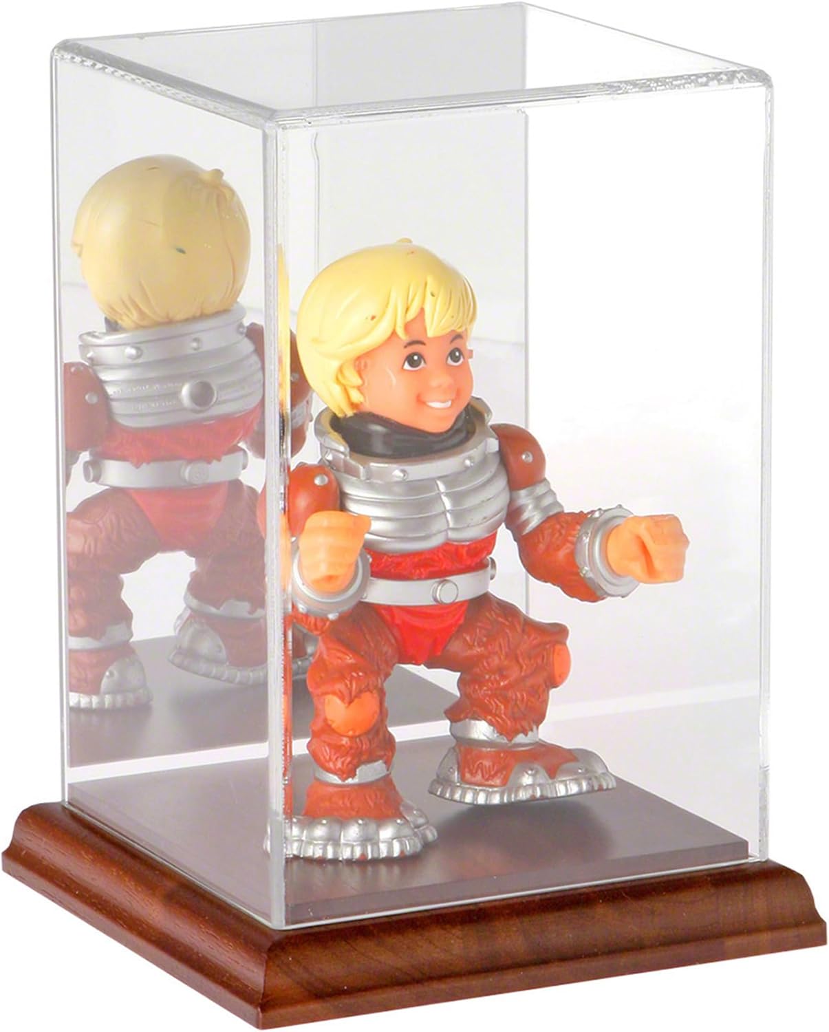 Plymor Clear Acrylic Display Case with Hardwood Base, 4" W x 4" D x 6" H