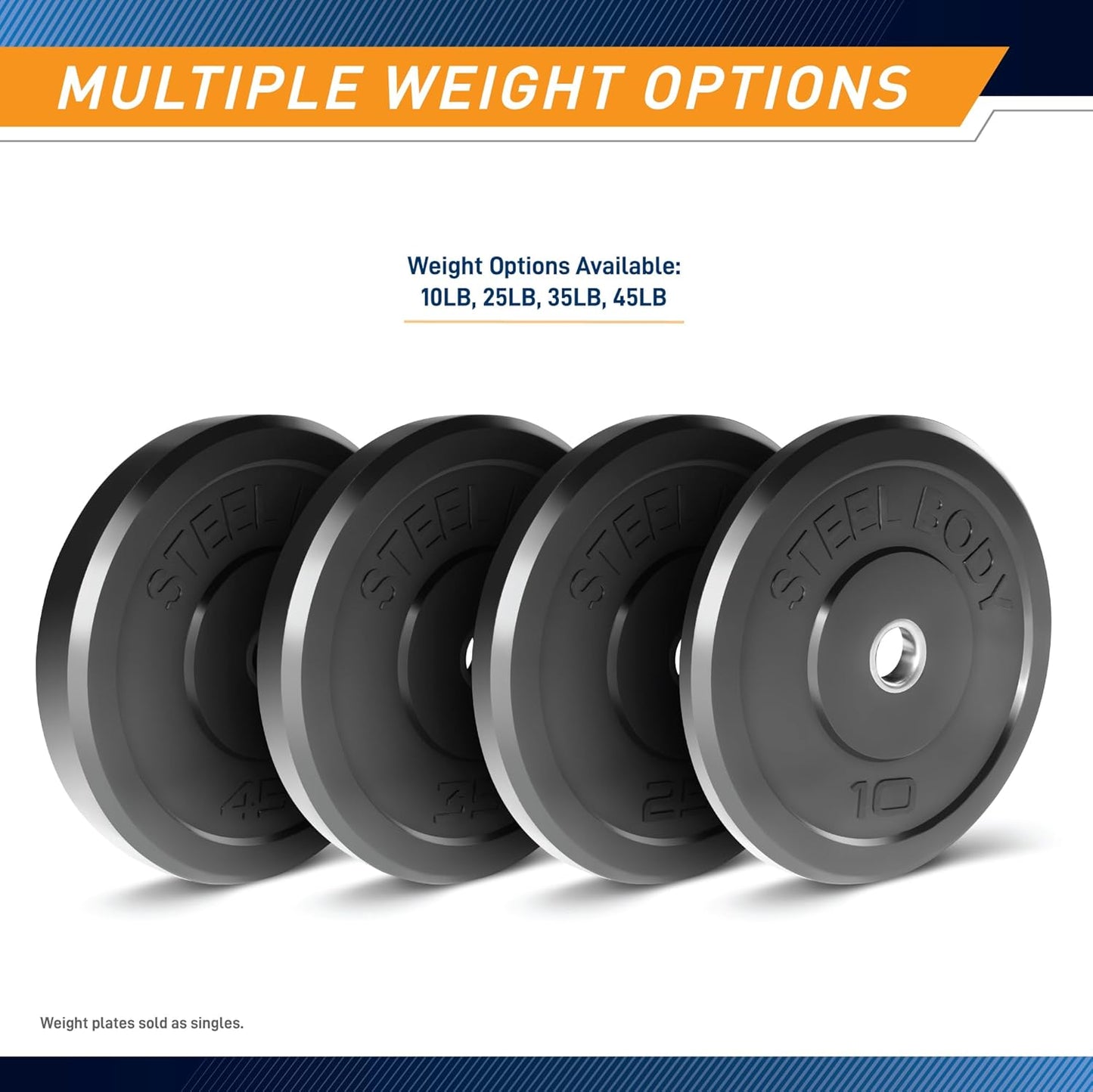 Olympic Rubber Bumper Weight Plates - 10 lb, 25 lb, 35 lb, 45 lb for Strength Training