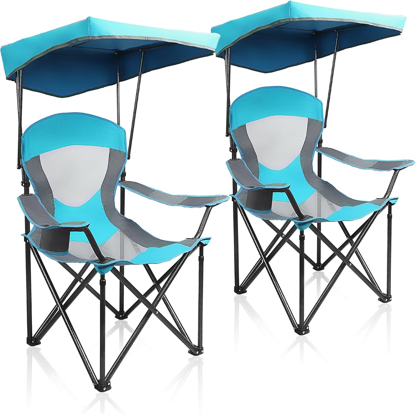 ALPHA CAMP Heavy Duty Canopy Lounge Chair Sunshade Hiking Travel Chair with Cup Holder