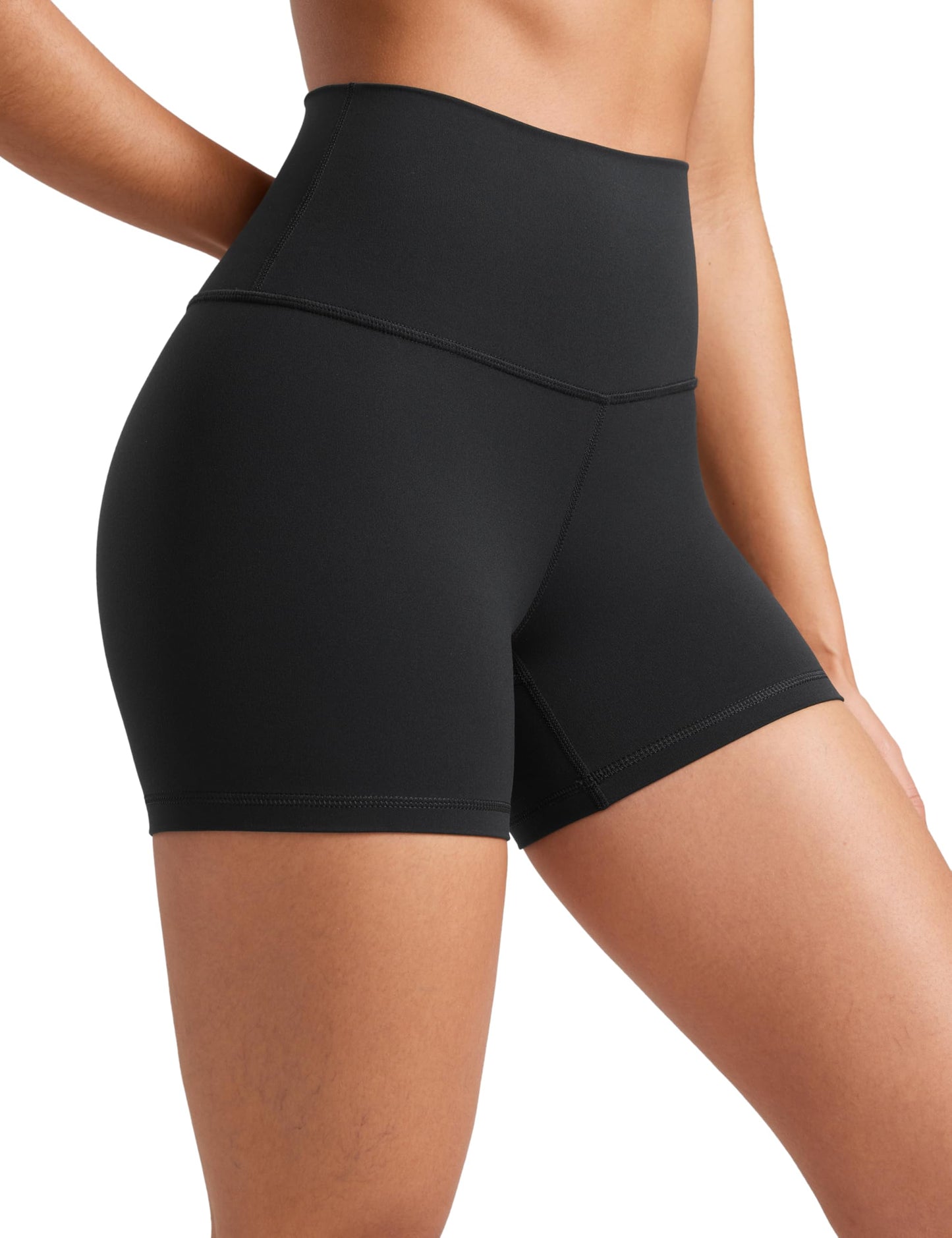 CRZ YOGA Butterluxe Biker Shorts 4'' - High Waisted Booty Workout Volleyball Yoga Womens Spandex Black Large