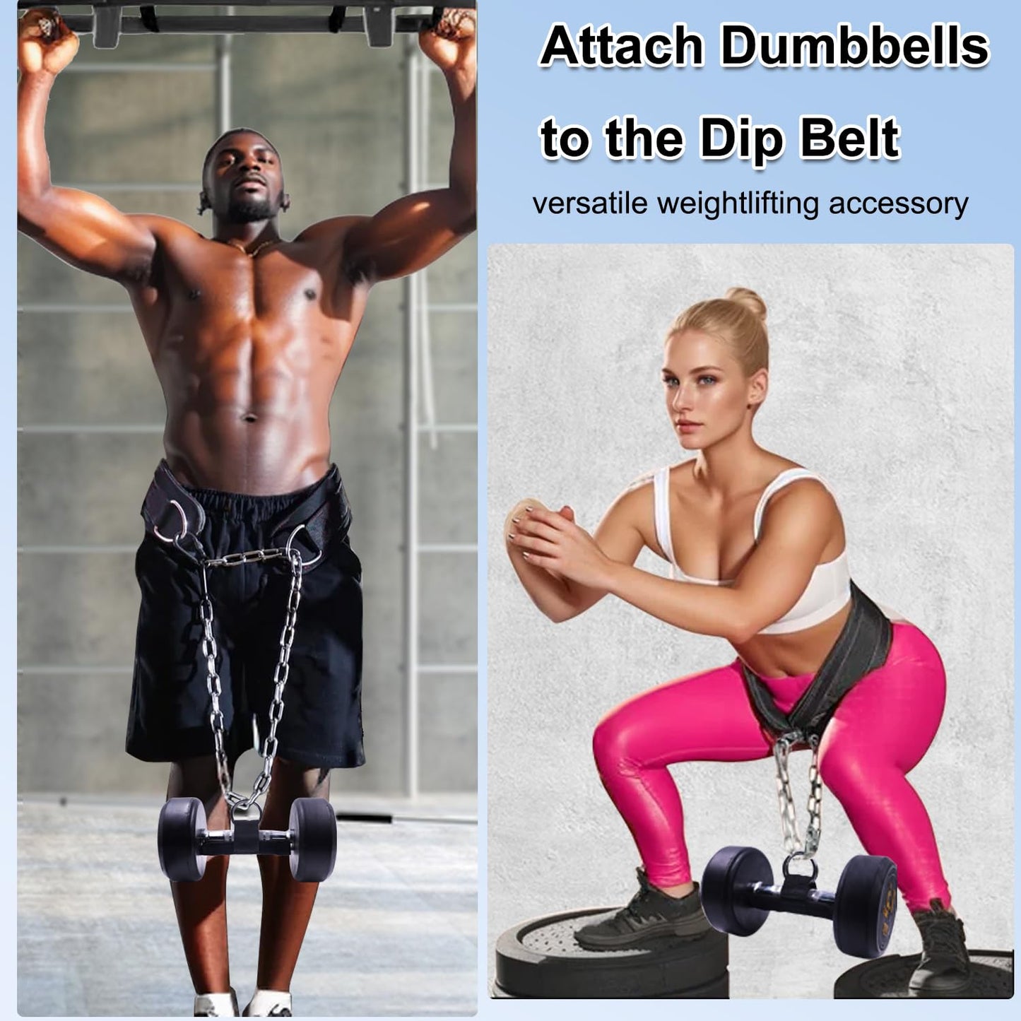 J Bryant Loading Dumbbells Strap for Dip Belt Squat Pull-up,Load Dumbbells Kettlebells on Barbells Weightlifting Accessory 1 Piece(L)