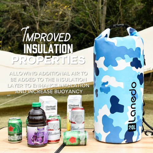 Round Barrel Collapsible Backpack Cooler, Waterproof Hands Free Cooler Bag, 24 Hours Cooling, Soft Sided Cooler, Portable Lightweight Travel Camping Beach Lunch Backpack for Men and Women