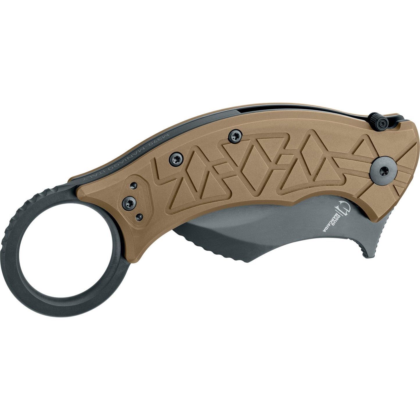 Fox Knives Tribal K Karambit Knife FX-802 TiPVD - M390 Stainless Steel Folding Blade - Designed by Doug Marcaida - Titanium Bronze PVD Handle Liner Lock Folder