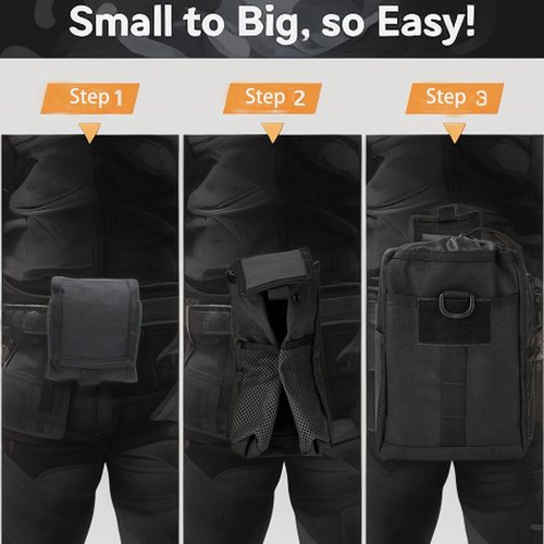 Molle Dump Pouch Roll-Up Drawstring Magazine Utility Pouch Folding Tactical Foldable Magazine Drop Pouch Black