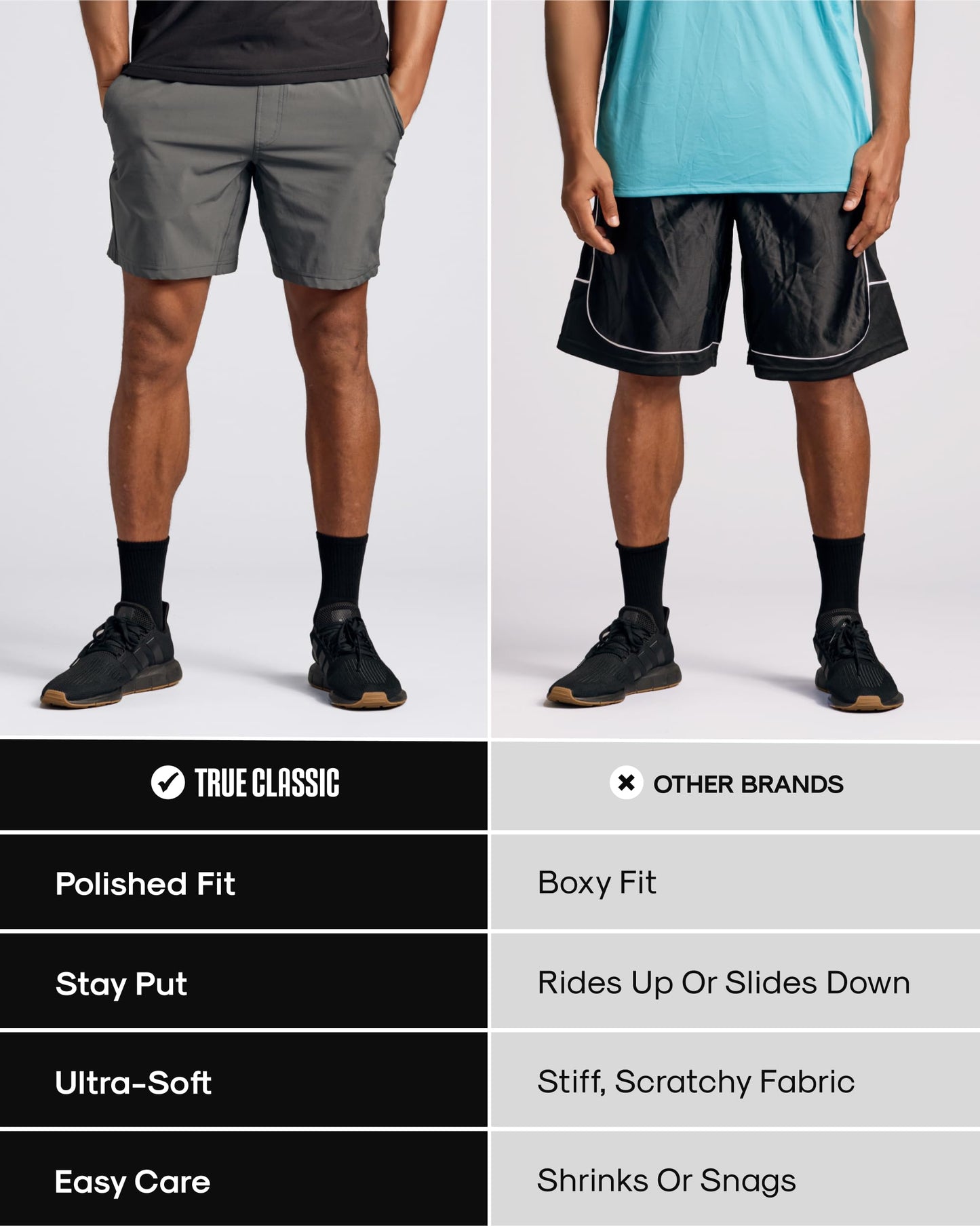 True Classic Novelty Mens Shorts – Gym Shorts for Men, Quick Dry Mens Athletic Short & Sweat Short for Workout and Running, 7.5" Quick Dry, Pack of 1, Black, L