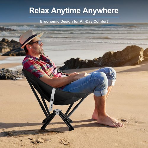 MTRVR Folding Camping Chairs, Supports 600 Lbs Lightweight Camping Chair, Collapses to Size of Water Bottle Portable Camping Chair for Outdoor, Beach, Lawn, Travel, Picnics