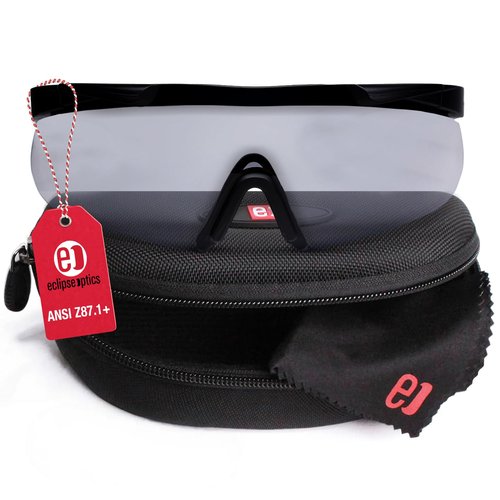 Eclipse Optics Shooting Glasses - ANSI Z87.1+ Anti-Fog and Scratch Resistant Safety Glasses with UV Protection - Black