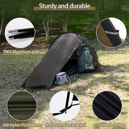 MC TOMOUNT Bivy Tent Ultralight 2.42LBS 1 Person Backpacking Tent for Camping Hiking
