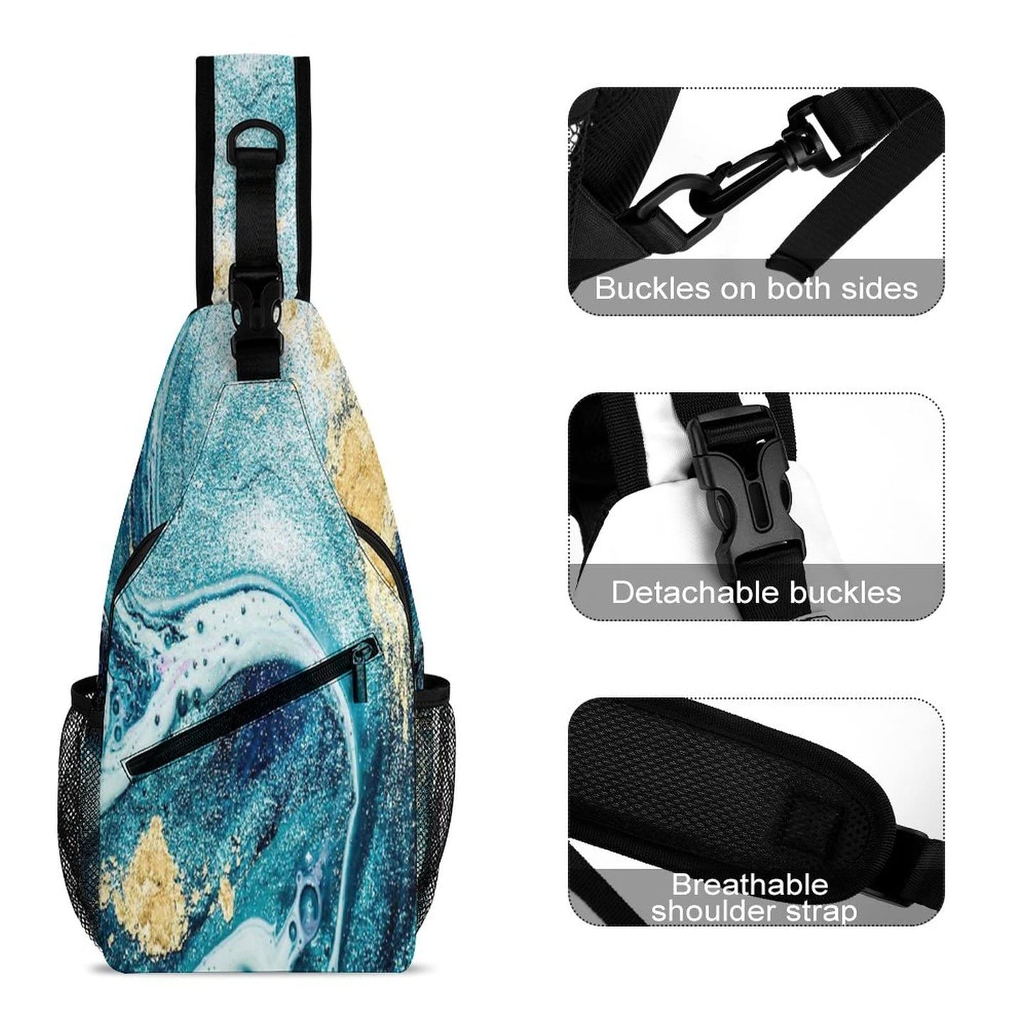 IMPCOKRU Sling Bag for Men Women Crossbody Backpack Marble,Lightweight Shoulder Backpack for Causal Sport Travel Hiking.