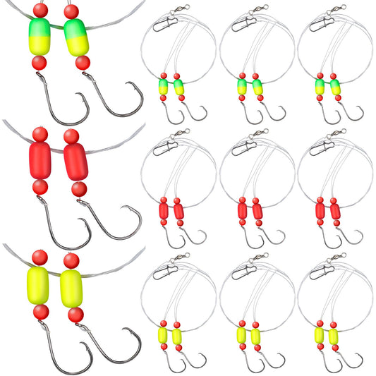 JellyArch 12 Pcs Pompano Rigs for Surf Fishing Offshore Surf Fishing Rigs Saltwater Gear Tackle with 2/0 Circle Hooks Double Circle Swivels Duo Lock Snaps(Mixed Colors)