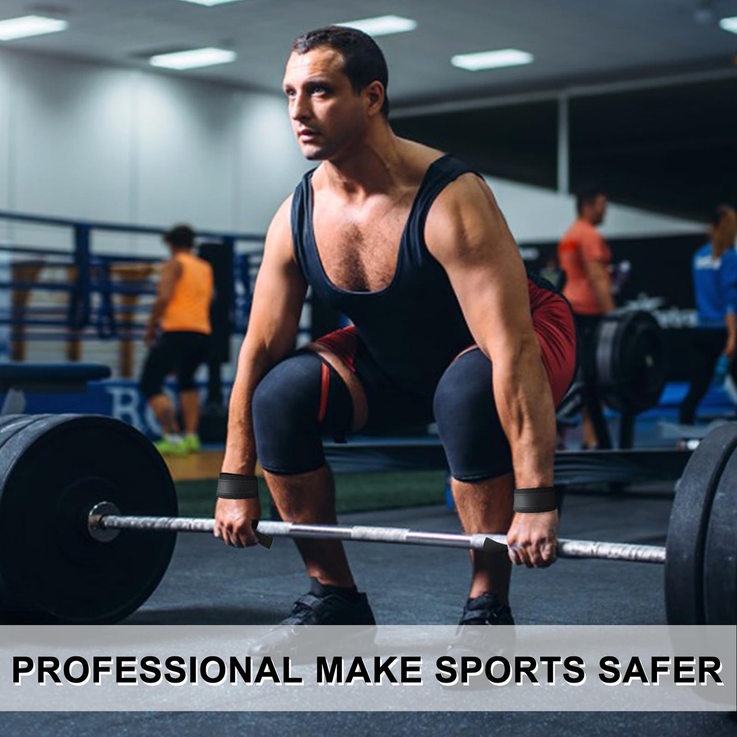 Feelorna Lifting Wrist Straps, Lifting Grips with Extra Hand Surpport Gym Wrist Wraps with Padded and Anti-Skid Silicone for Weightlifting, Bodybuilding (Black)