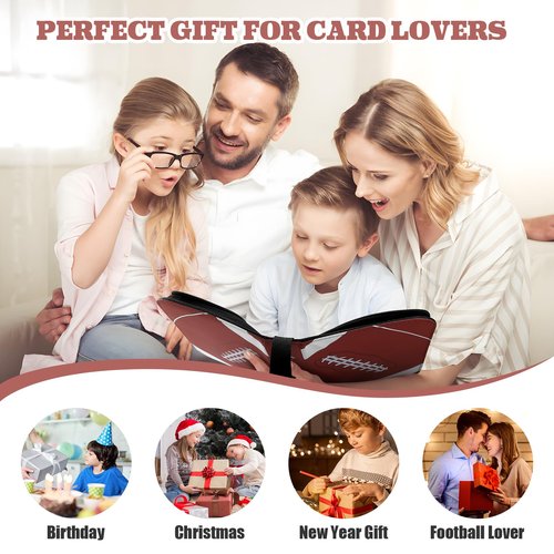 Trading Card Binder with Sleeves, 4-Pocket Football Card Binder Premium 440 Double Sided Pocket PU Card Collection Binder, Display Case with Football Card Sleeves Card Holder Protectors Set