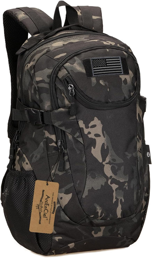ArcEnCiel Motorcycle Backpack Tactical Military Bag for Outdoor Hiking Camping Trekking - Rain Cover+Patch Included