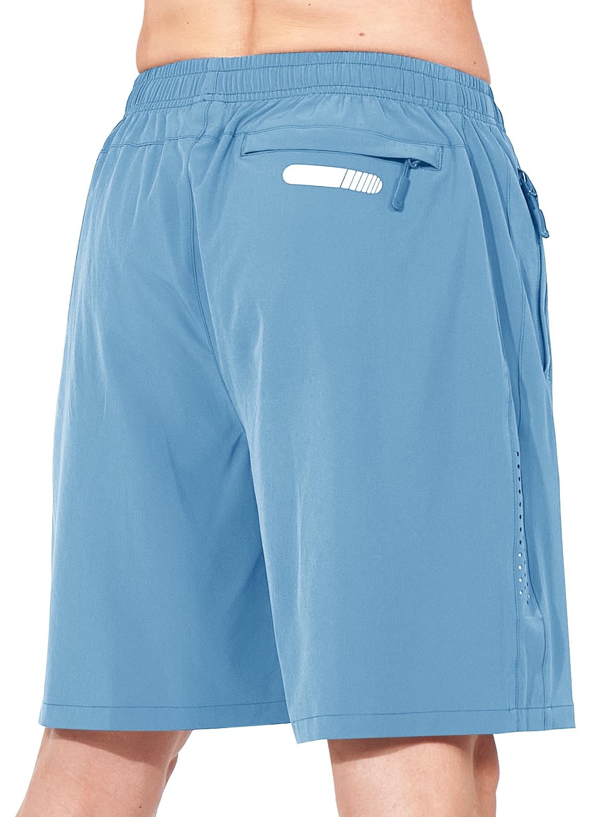 NORTHYARD Men's Athletic Running Shorts Gym Workout 7"/9"/5" Quick Dry Lightweight Sports Basketball Tennis 3 Zipper Pockets SkyBlue 3XL