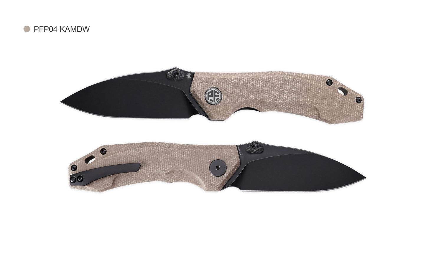 Petrified fish PFP04 Havrog,3.15" K110 Stonewashed Blade, 127g Micarta Handle Liner lock Folding knife (Stonewashed, Khaki)