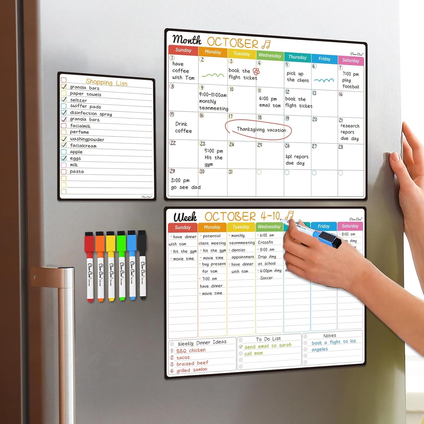 Magnetic Dry Erase Chore Chart - 14.5"x11" Chore Chart for Kids, Teens and Adults - 6.5"x8.5" List Board for Fridge - 6 Extra Fine Point Markers Included - Shipped Flat