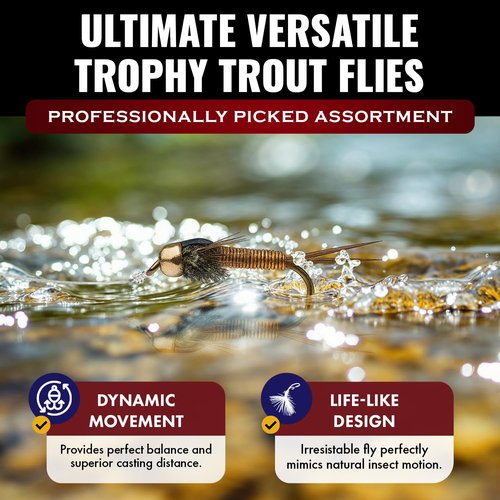 RoxStar Fly Shop | Barbless Trophy Trout Fly Assortment 24pk | Wet & Dry Barbless Flies | Tied in House