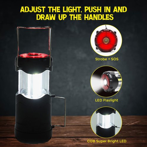 Lunabode LED Battery Powered Camping Lantern - Portable COB Hanging Lamp Lights | Waterproof Collapsible Lantern Flashlight for Tent Lights, Power Outages, Hurricane Emergency, Hiking
