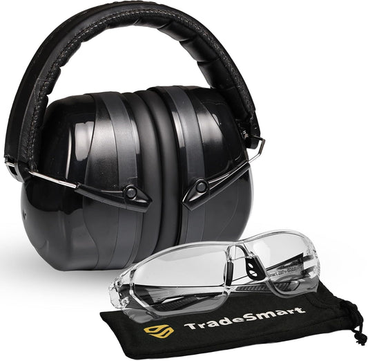 TradeSmart High-Performance Earmuffs for Shooting Range & Shooting Eye Protection Glasses + Firearm Confidence Course