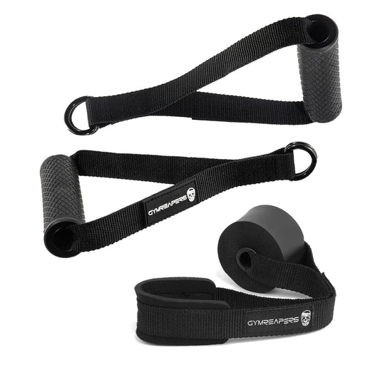 Gymreapers Resistance Band Handle/Door Anchor Combo - Exercise Band at Home Workout - (1 Pair of Handles) - Use with Any Resistance Bands for Men and Women