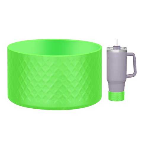 CYADCI Silicone Water Bottle Boot,Anti-Slip Protective Sleeve for Water Bottle for Stanley 40 30 oz Quencher Adventure Tumbler, IceFlow 30 20 oz.Cup Protector(Green)