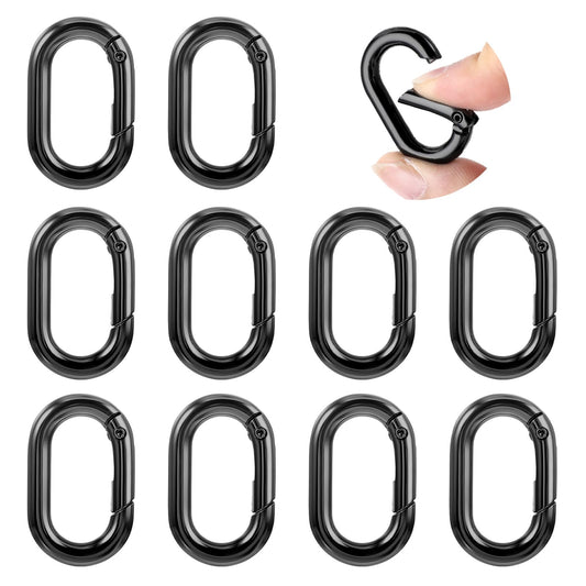 10 Pcs Small Carabine Black Mini Carabiner Clip 1in Tiny Spring Snap Hook Heavy Duty Key Ring for Car Keychain Hooks Outdoor Camping Fishing Climbing Hiking Wallet Purse Keychain Replacement