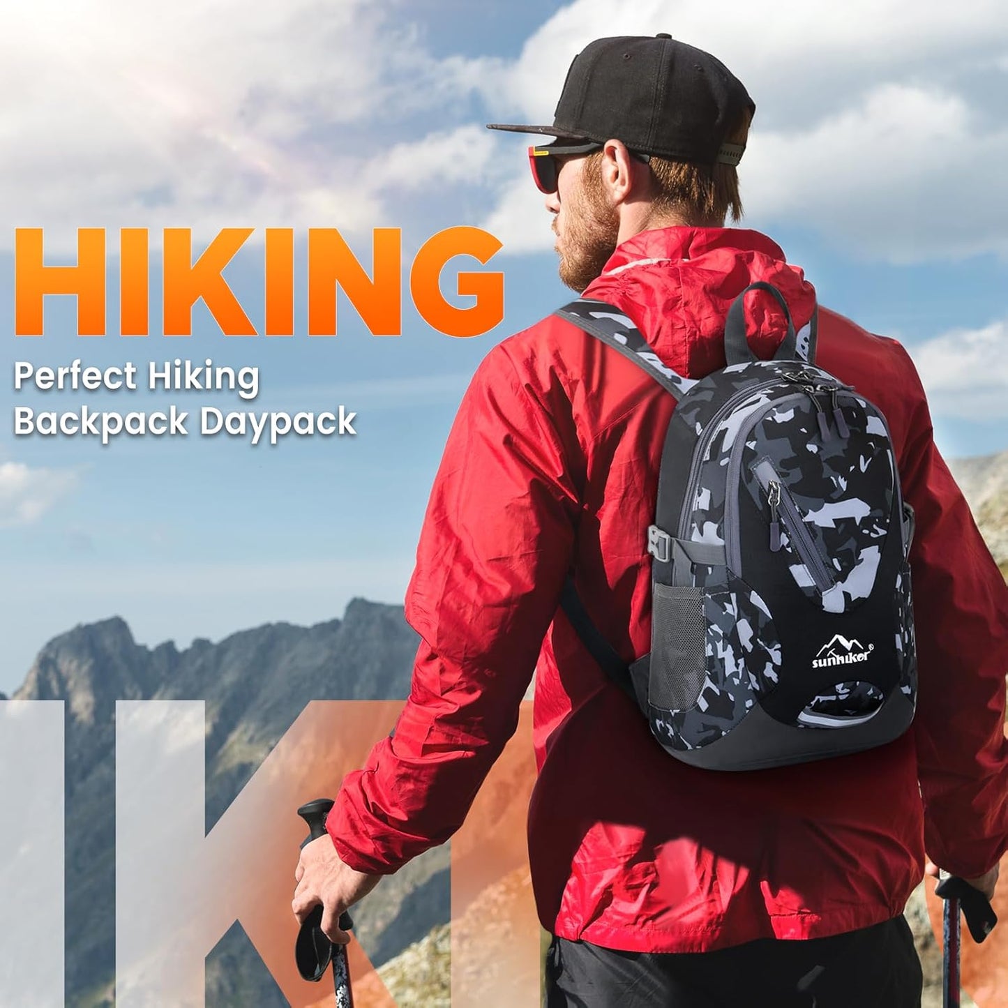 sunhiker Cycling Hiking Backpack Water Resistant Travel Backpack Lightweight SMALL Daypack M0714