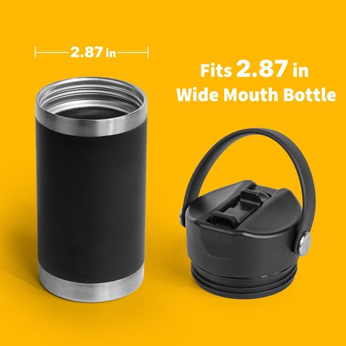 Diumepo Straw Lid for Yeti Rambler 12 18 26 36 64 oz Water Bottle, Replacement Straw Cap with Straw for Yeti Rambler Bottle, Dust Cover, Flexible Handle (Black)