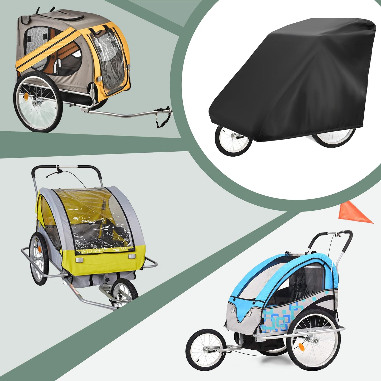 Amazing Fair Bicycle Trailer Cover - Waterproof Oxford Material with PU Coating, UV Resistant, Windproof and Dustproof, Suitable for 55x33x39 inches (140x84x100 cm) Trailers.