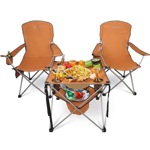 Colorsoul Folding Camping Chair 2 Pack for Adults,Large Folding Lawn Chairs Set of 2 with Table,Outdoor Camping Chairs Set for Lawn,Picnic