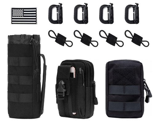 LUYEJKO 3 Pack Molle Pouches,Utility Tactical Pouches and Tactical Bag Attachments (Black)